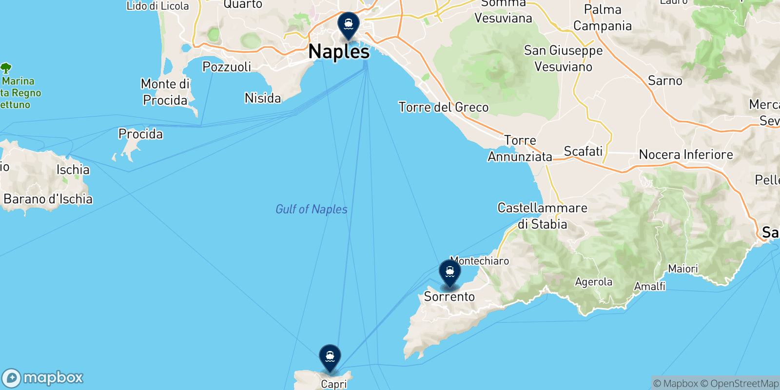 Mapa de los destinos Snav