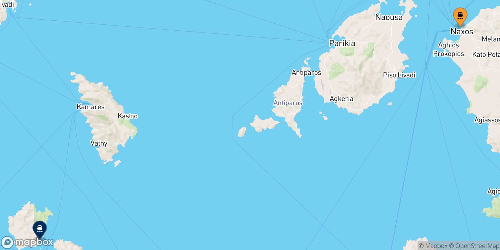 Mapa de la ruta Naxos Kimolos