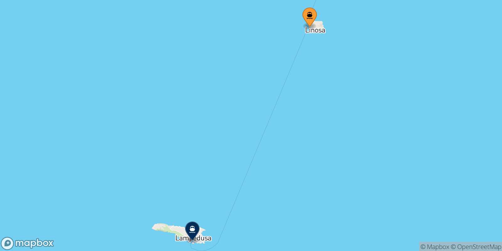 Mapa de la ruta Linosa Lampedusa