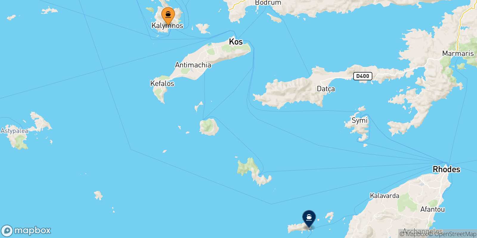 Mapa de la ruta Kalymnos Chalki