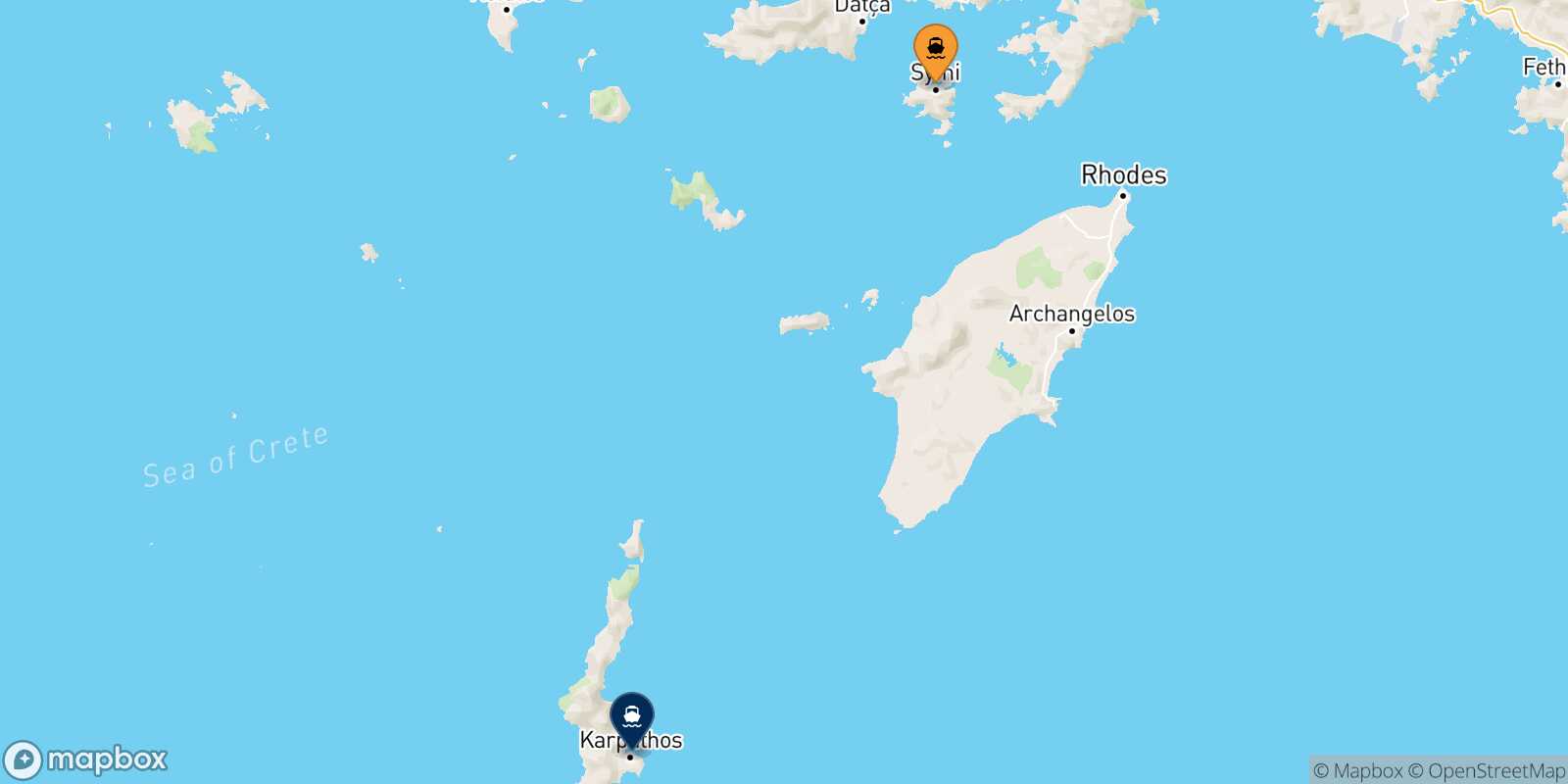 Mapa de la ruta Symi Karpathos