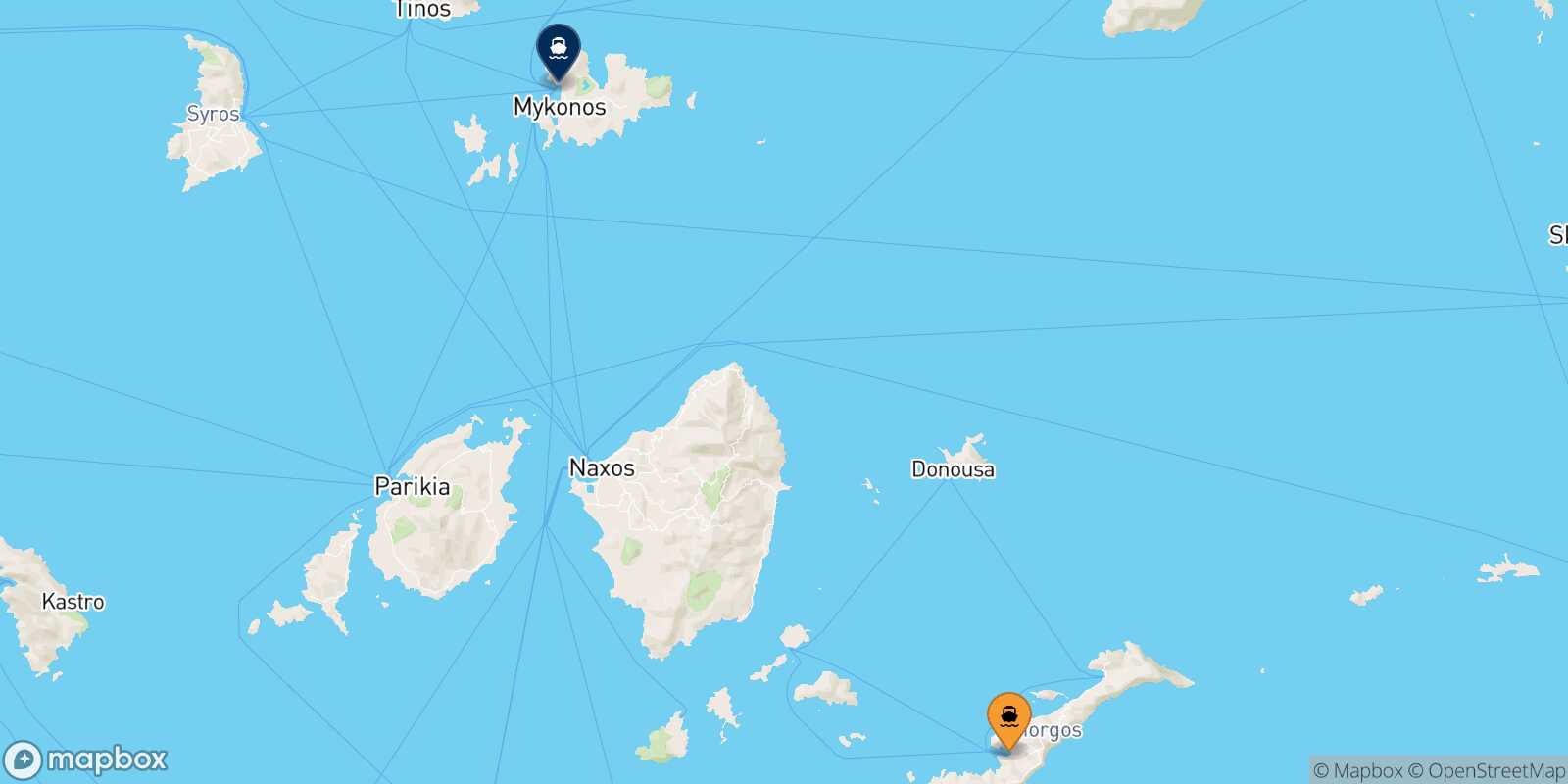 Mapa de la ruta Katapola (Amorgos) Mykonos