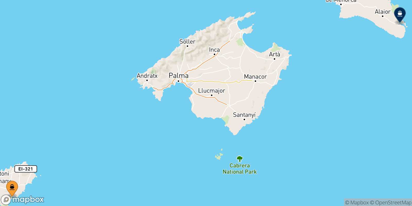 Mapa de la ruta Ibiza Mahon (Menorca)