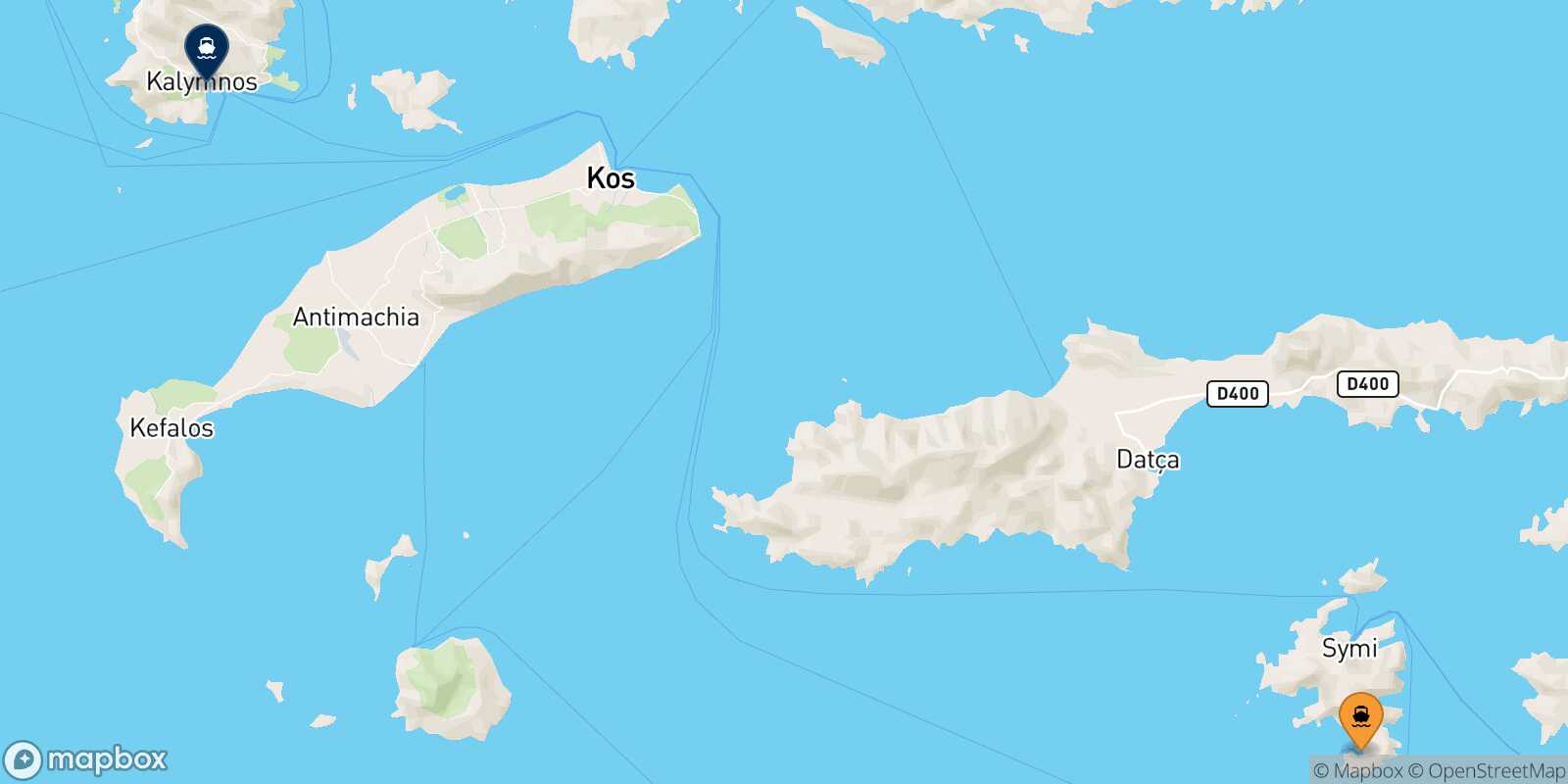Mapa de la ruta Panormitis (Symi) Kalymnos