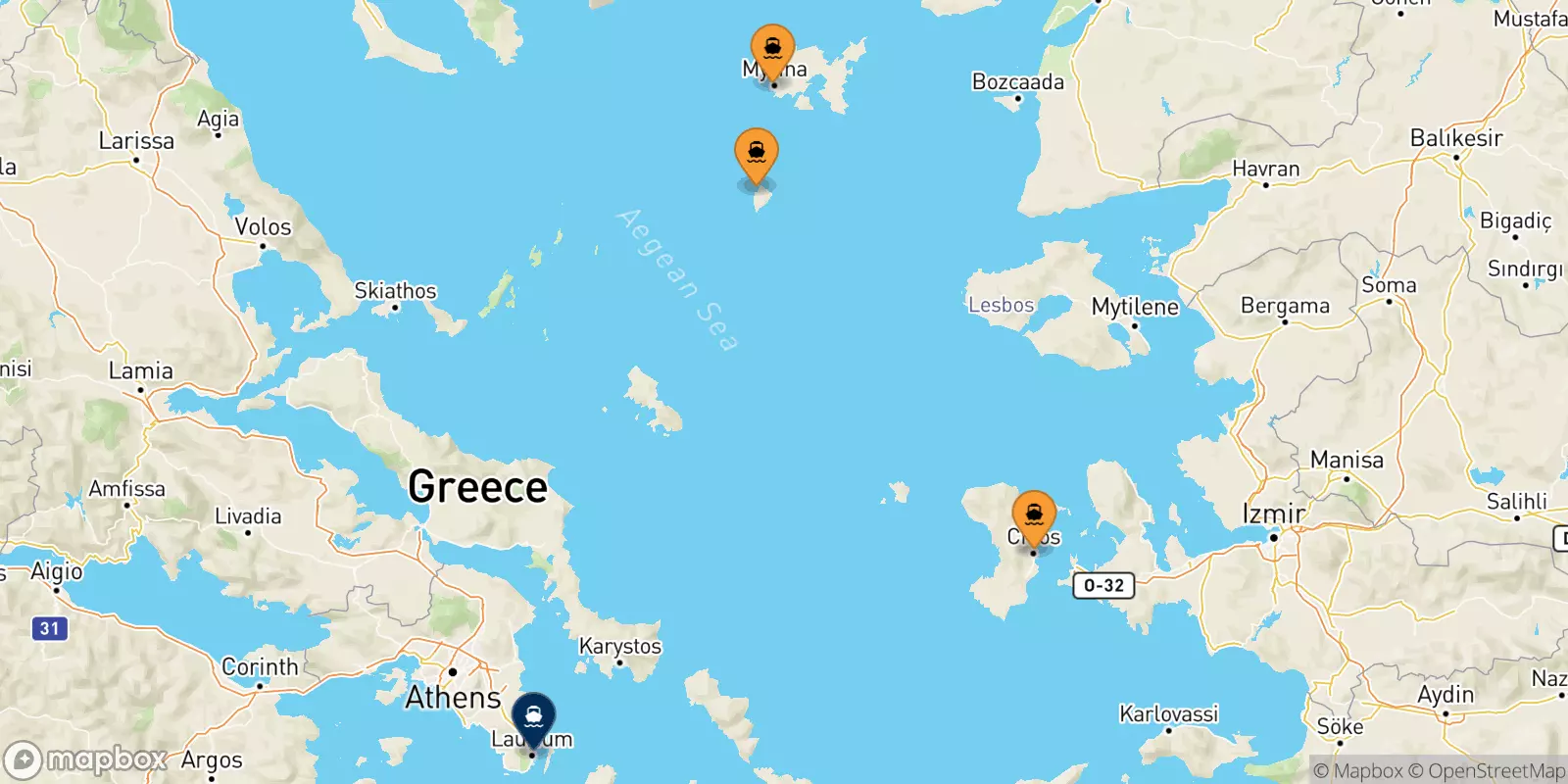 Ferries de Islas Del Egeo a Lavrio