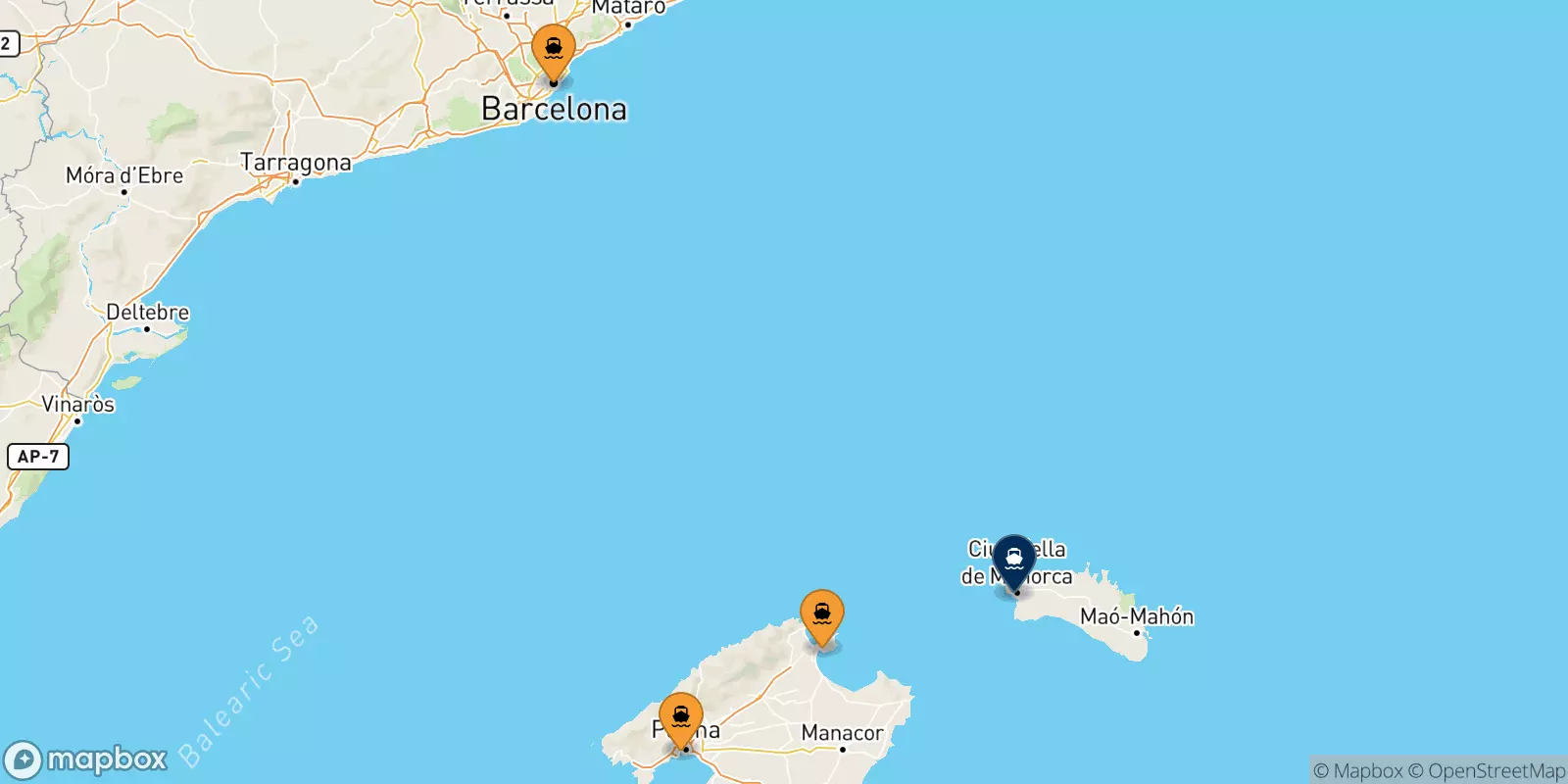 Ferries de España a Ciudadela (Menorca)