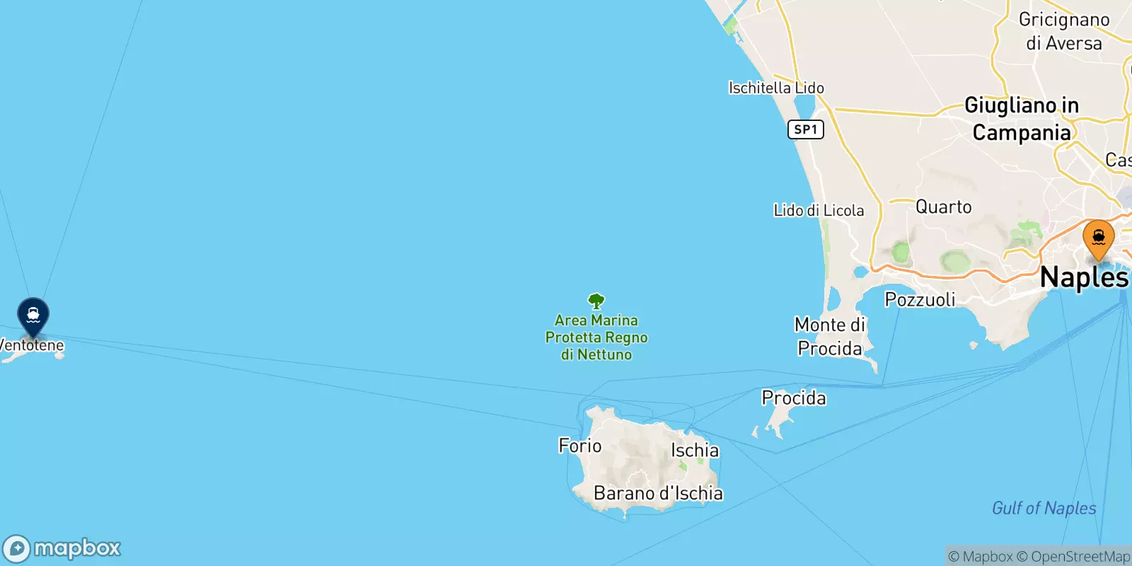 Ferries de Nápoles Beverello a Ventotene