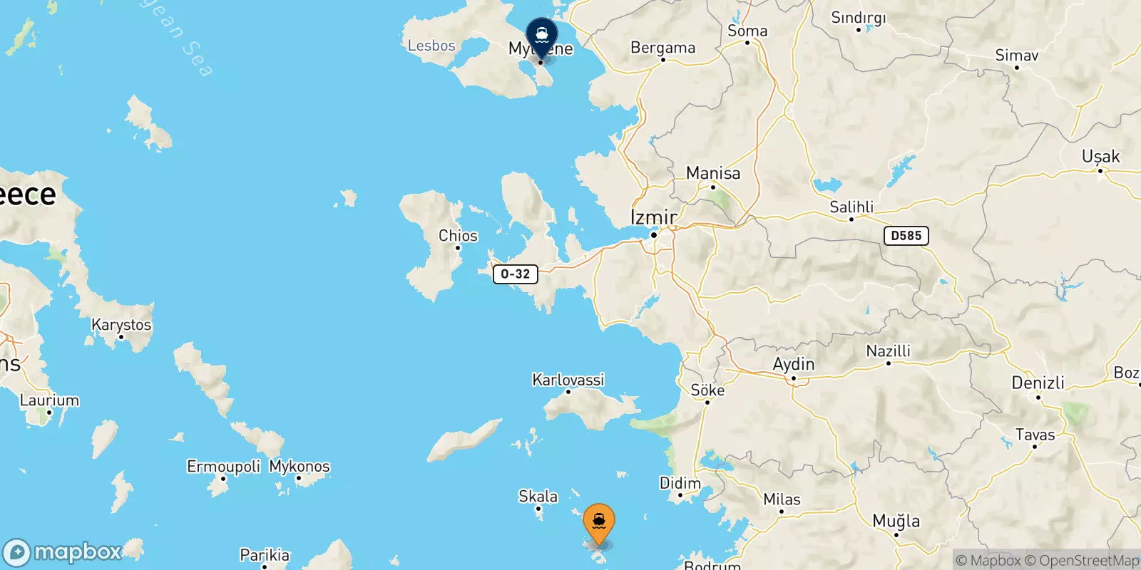 Ferries de Leros a Mytilene (Lesvos)