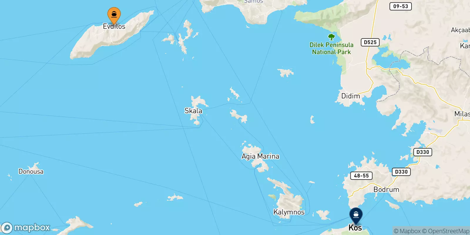 Ferries de Evdilos (Ikaria) a Kos