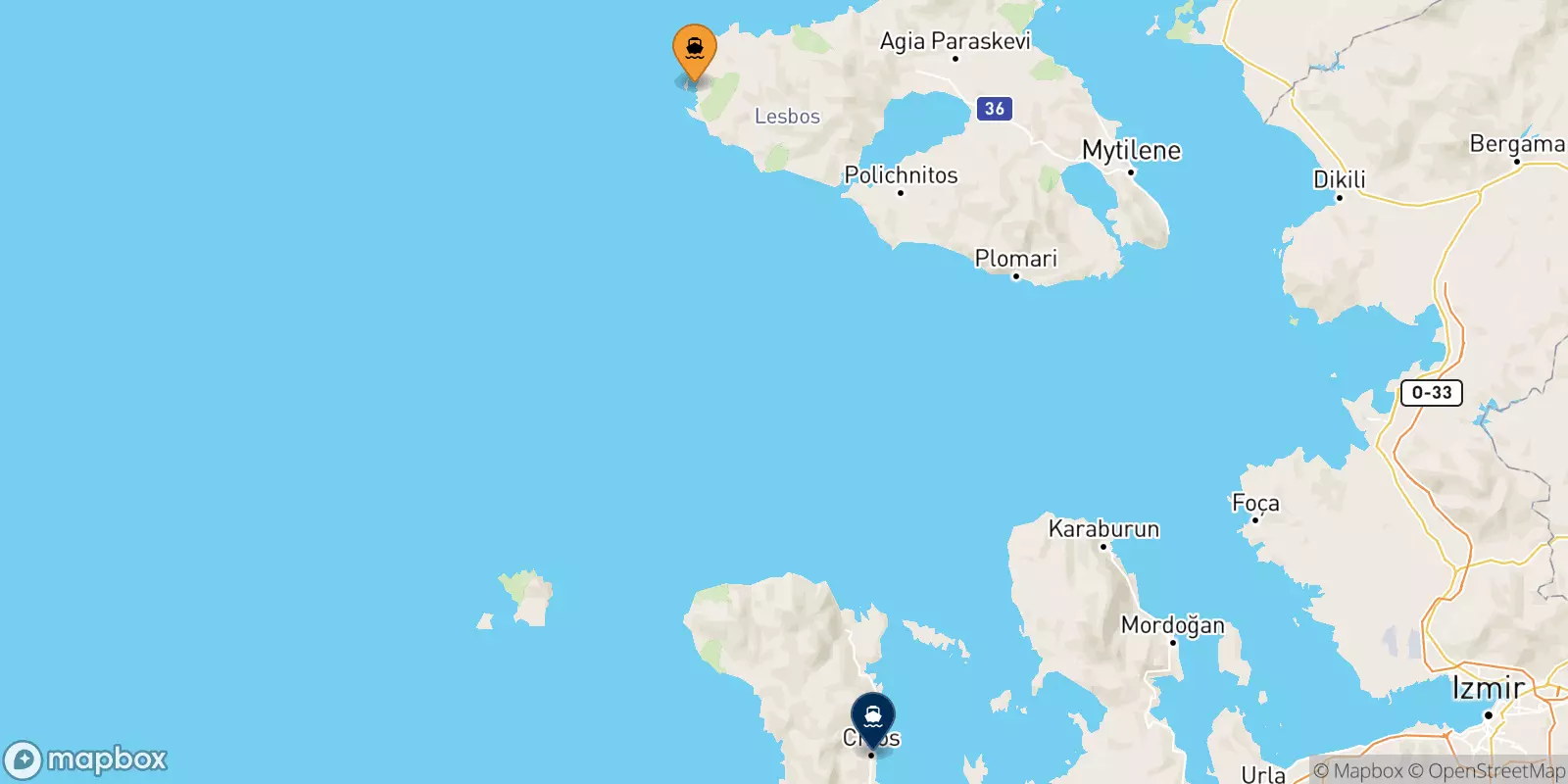 Ferries de Sigri (Lesvos) a Mesta Chios