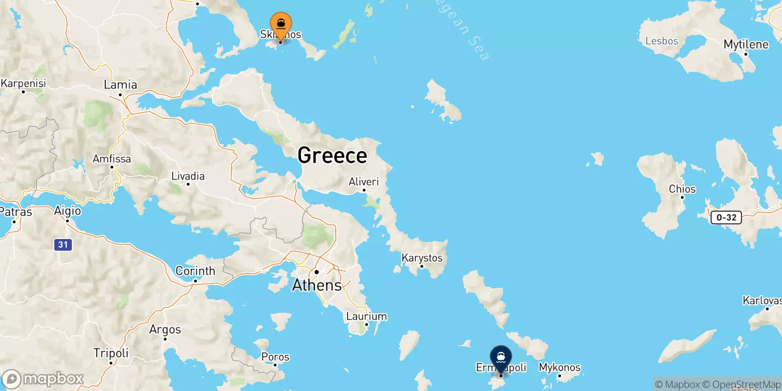 Ferries de Islas Espóradas a Syros