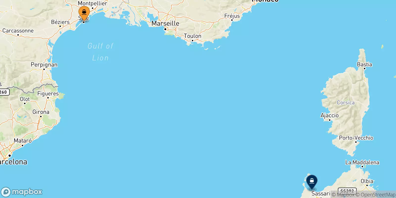 Ferries de Sète a Italia